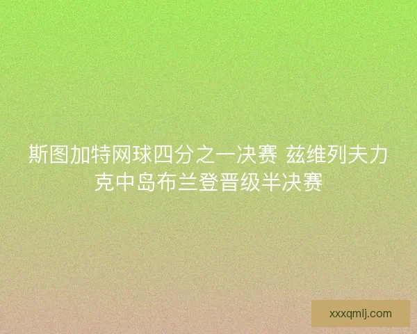 斯图加特网球四分之一决赛 兹维列夫力克中岛布兰登晋级半决赛 斯图加特网球四分之一决赛 兹维列夫力克中岛布兰登晋级半决赛