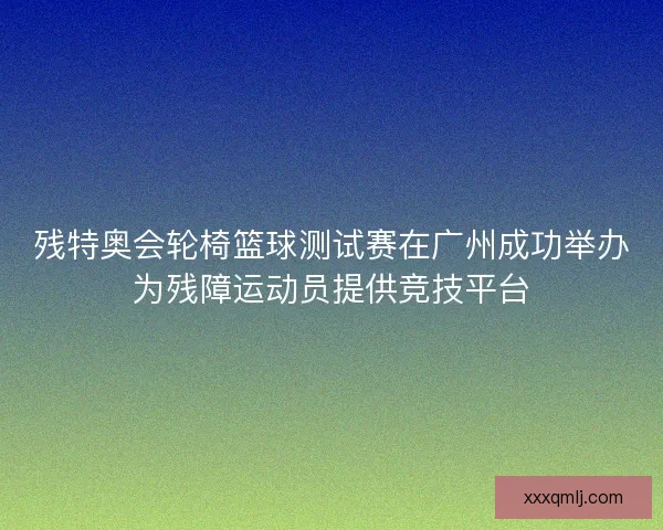 残特奥会轮椅篮球测试赛在广州成功举办为残障运动员提供竞技平台