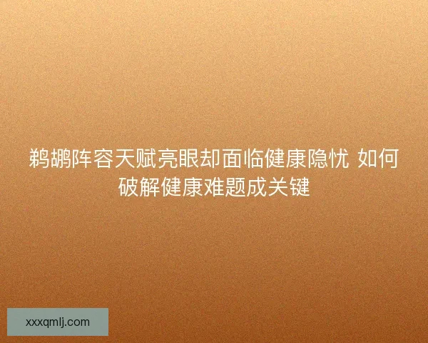 鹈鹕阵容天赋亮眼却面临健康隐忧 如何破解健康难题成关键